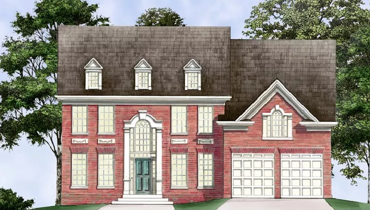image of georgian & symmetrical house plan 8032