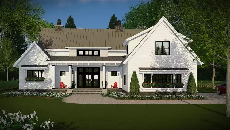 image of 2 story lake house plan 3030